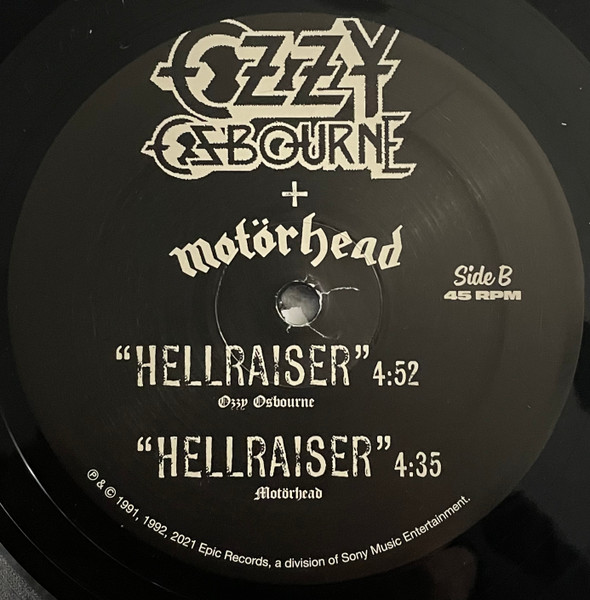 Ozzy Osbourne + Motörhead - Hellraiser (45 RPM, 10", Limited Edition)